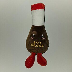 Soy Sauce Bottle Plush 9.5" Stuffed Toy Food Walgreens Brown White Red Yellow